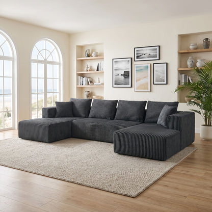 U-Shaped Modular Sectional Sofa With Double Chaise, Oversized Deep Seat For Living Room