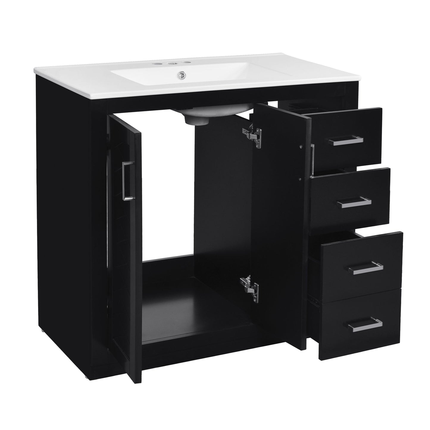 Bathroom Vanity With Sink Combo, Storage Cabinet, Freestanding Set With 3 Drawers & Soft Closing Doors