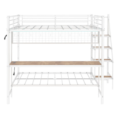 Bunk Bed With Built In Desk And LED Lighting
