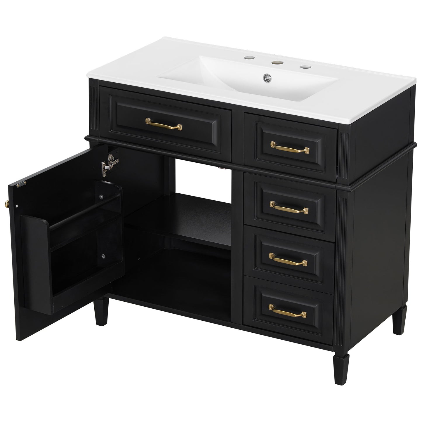 Modern Bathroom Vanity With Sink Top, Flip Drawer Design