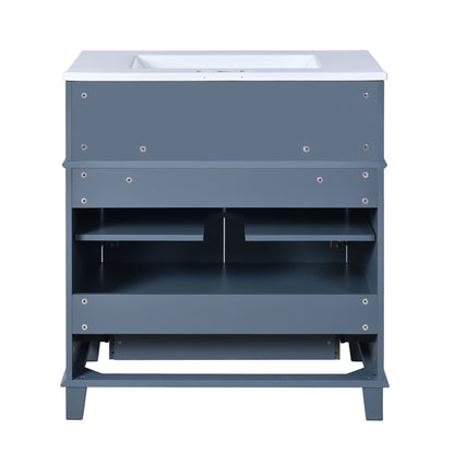 Bathroom Vanity With Sink Storage Cabinet - Blue