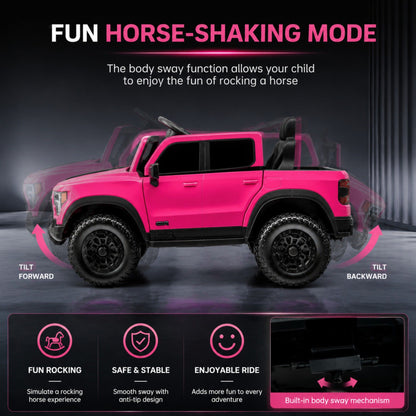 12V Kids Ride On Car With Remote Control, 4 Wheel Shock Absorption, Multifunctional Music Player Perfect Gift For Toddlers - Pink