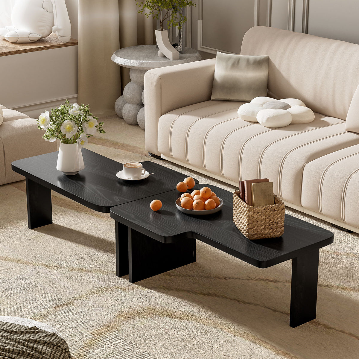 Modern Minimalist Coffee Table Set With Splicing Design
