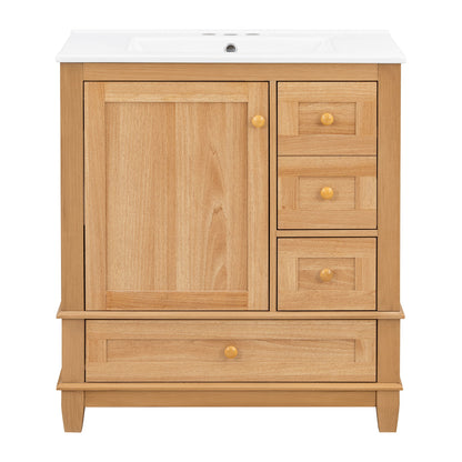 Freestanding Bathroom Vanity With Sink, Soft Close Doors & Drawers, Ample Storage - Wood