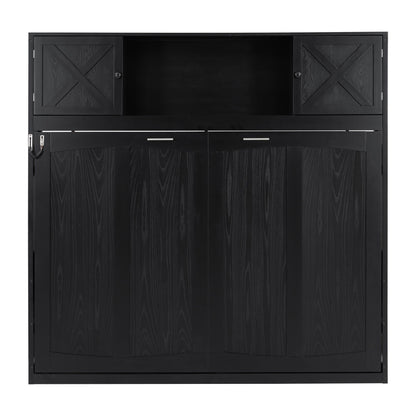 Rustic Casual Murphy Bed With Storage Cabinets