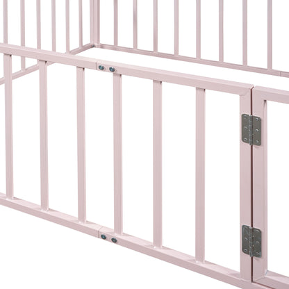 Metal Floor Bed Frame With Fence And Door