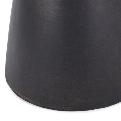 Outdoor Lightweight Concrete End Table With Half Sphere Top - Copper