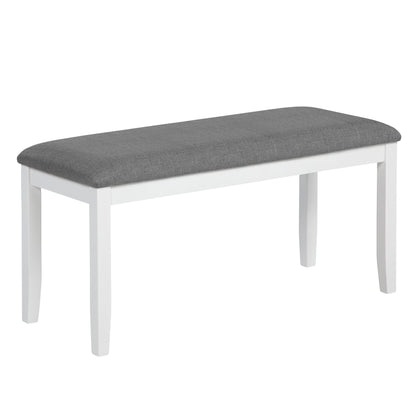 6 Piece Kitchen Dining Set, Rectangular Dining Table With 4 Upholstered Chairs And Bench - Gray / White