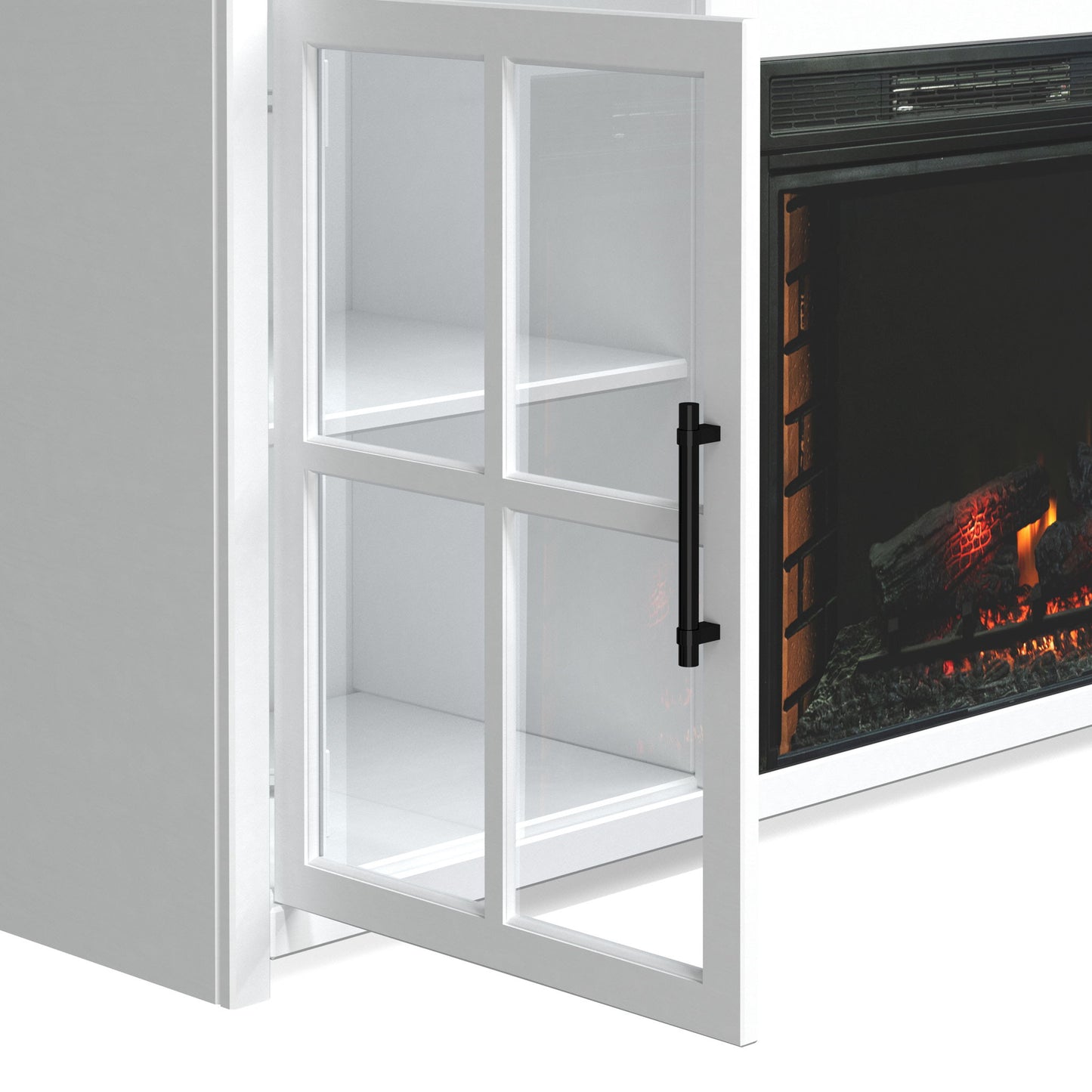 Fireplace TV Stand Console & Fixed Shelves