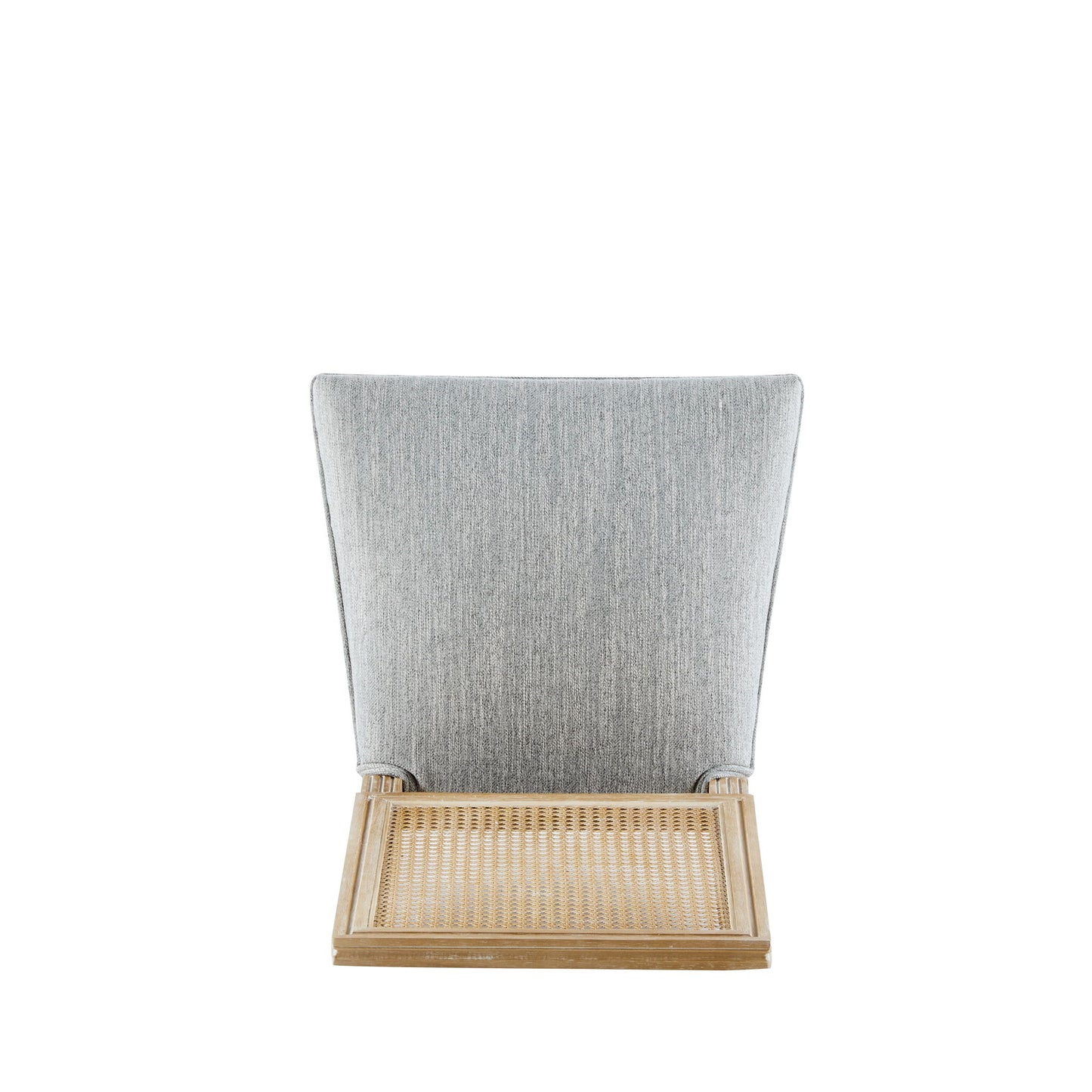 French Country Dining Chair With Rectangular Cane Backrest And Smooth Upholstered Seating