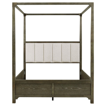 Sundance - Queen Canopy Bed With Upholstered Headboard - Dark Brown