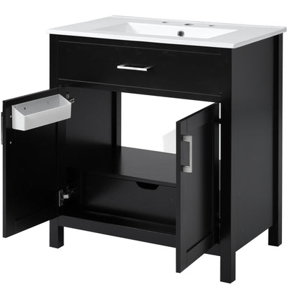 Bathroom Vanity With Sink And Ample Storage, Rectangular Undermount Sink - Black