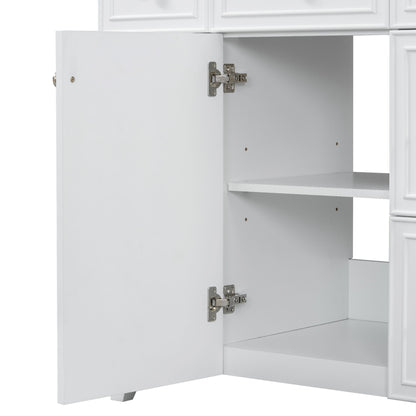 Bathroom Vanity With Ceramic Sink, Soft Close Doors, Adjustable Shelves