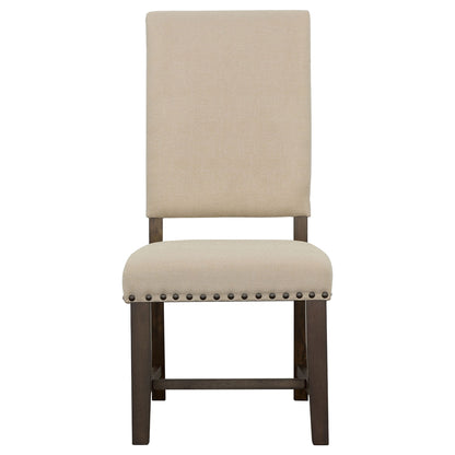 Upholstered Side Chair With Nailhead Accents (Set of 2) - Beige
