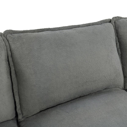 Modern Sofa Set With Double Layer Cushion And Side Storage Pockets
