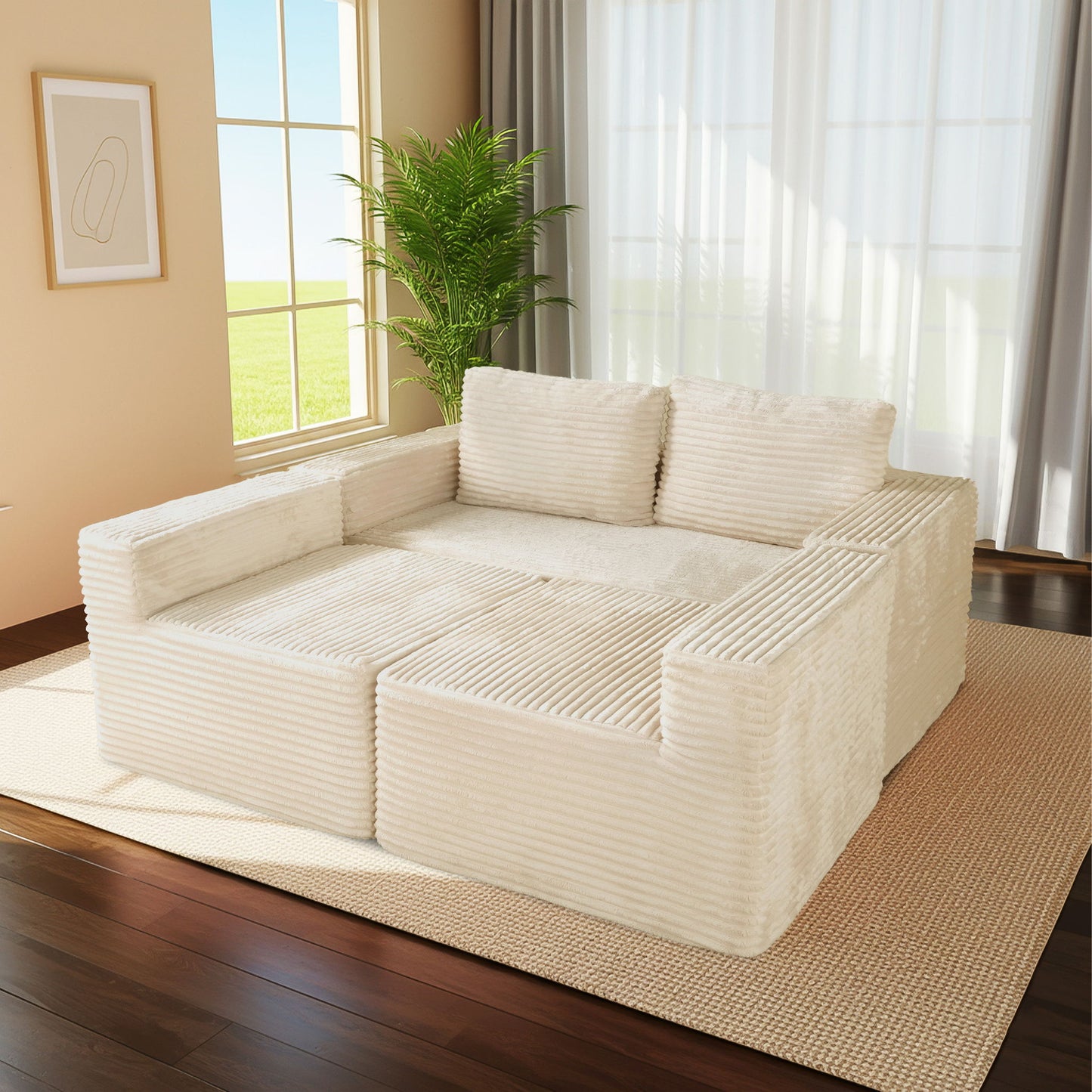 Modular U Shaped Sectional Sofa With Reversible Design