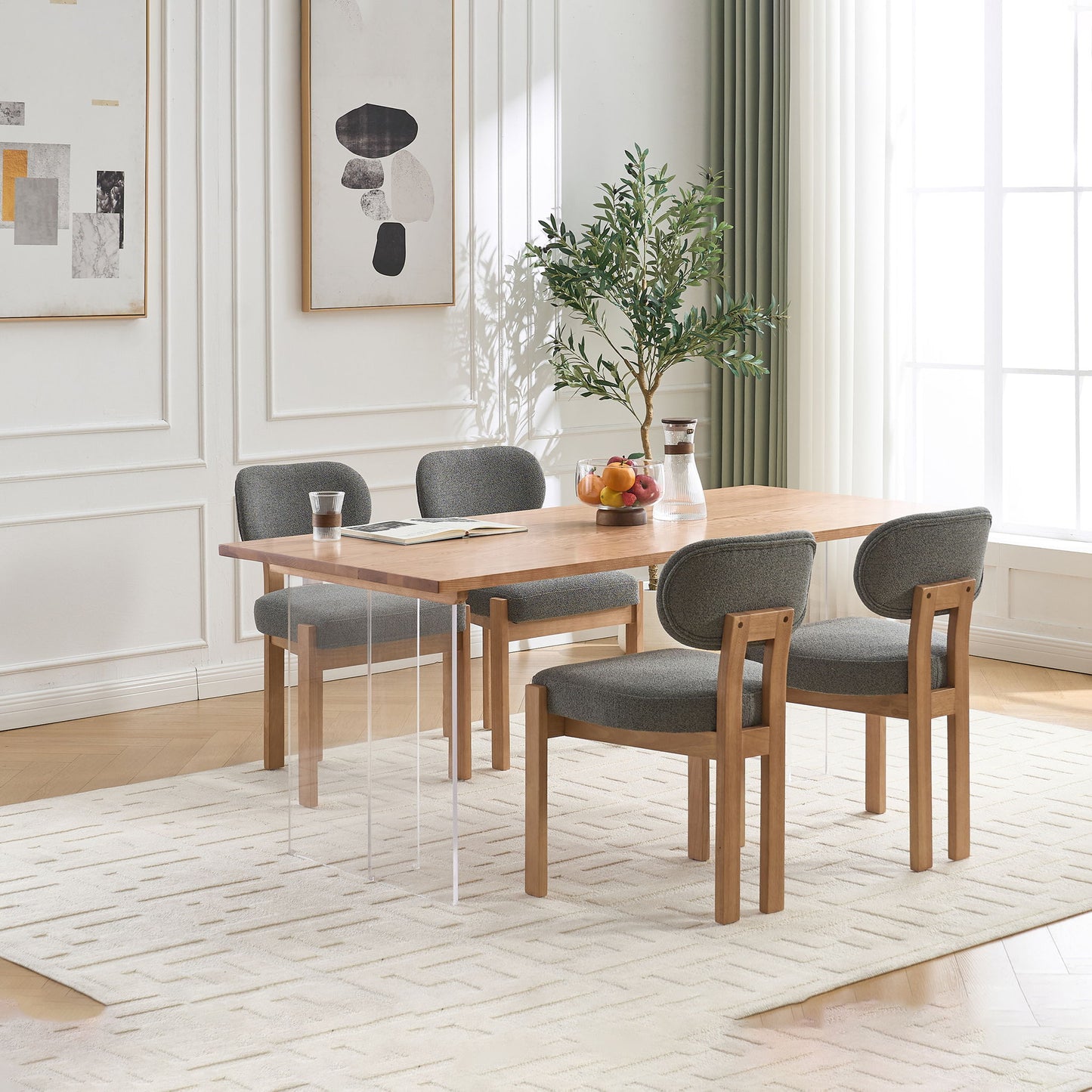 Dining Chairs With Ergonomic Backrest And Adjustable Feet (Set of 2)