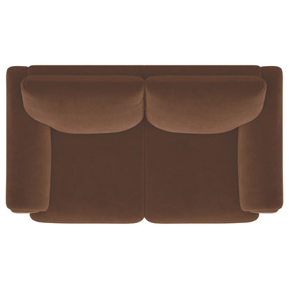 Dania - Upholstered Crescent Loveseat With Curved Tufted Arms - Rust