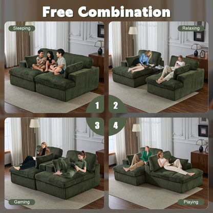 Double Chaise Lounge Chair, Oversized Upholstered Sleeper Cloud Couch