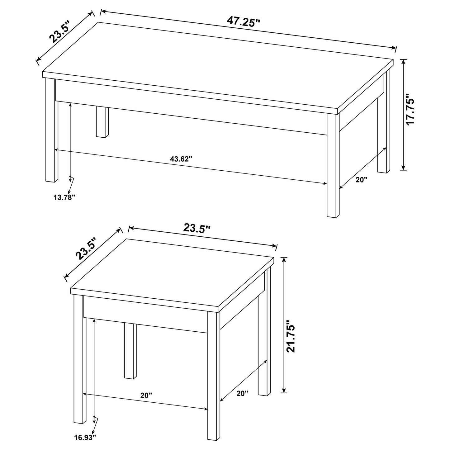 Quintara - 3 Piece Coffee Table Set - Natural / White