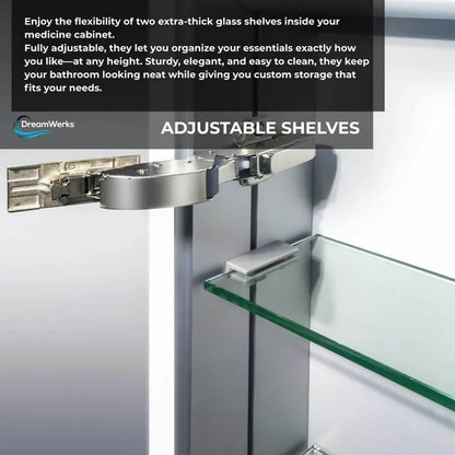 Dhalia LED Bathroom Medicine Cabinet with Defogger and Internal 3X Makeup Mirror - Available in 6 Sizes