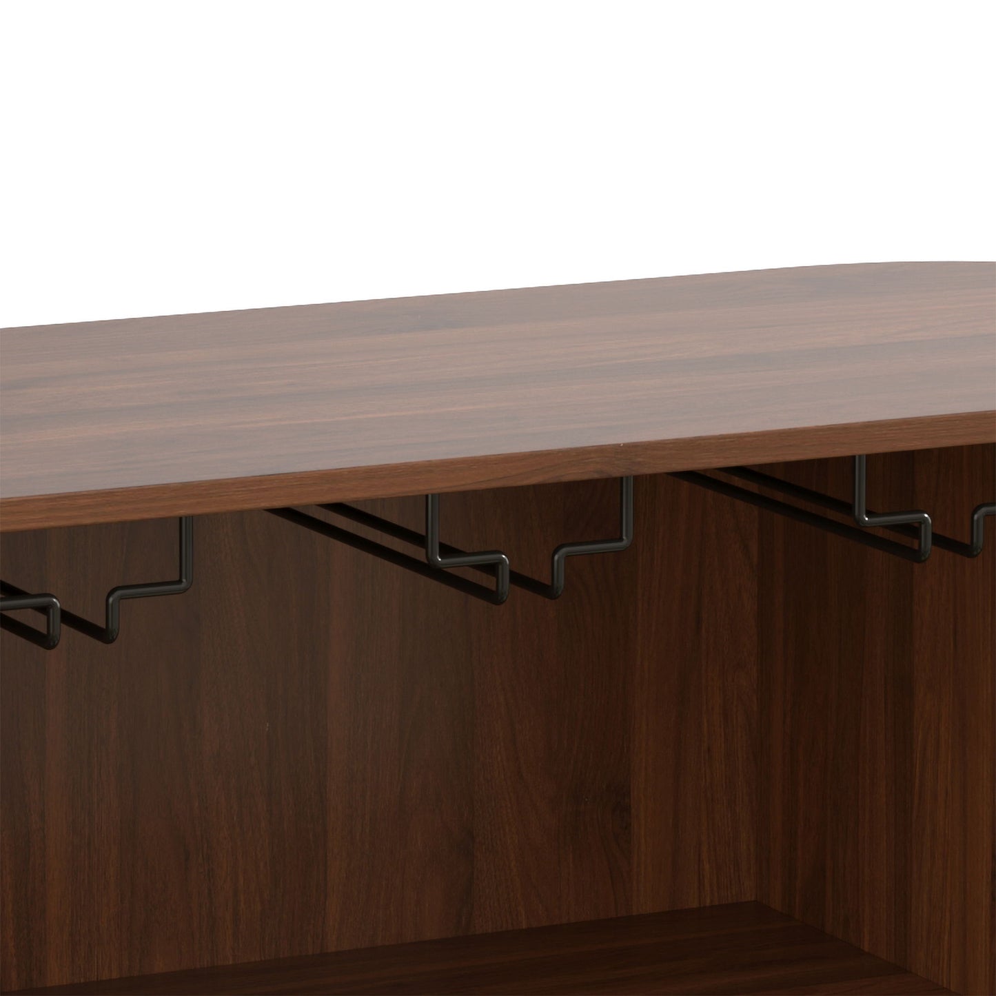 Fluted Liquor & Coffee Bar Cabinet With 6 Wine Racks And 3 Glass Holders