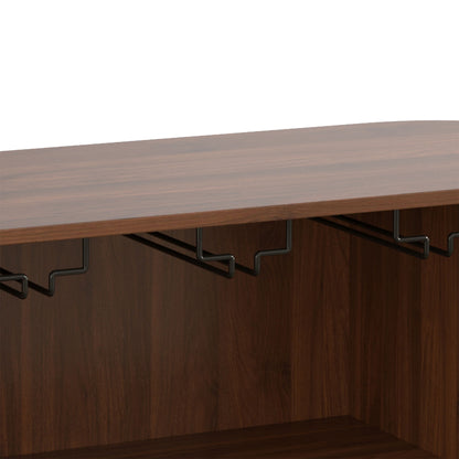 Fluted Liquor & Coffee Bar Cabinet With 6 Wine Racks And 3 Glass Holders