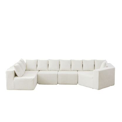 L - Shaped Modular Sofa With Deep Seat And 11 Pillows