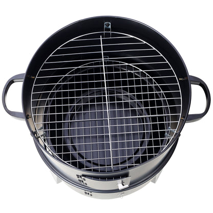 Portable Charcoal Smoker Grill For Outdoor Cooking - Black