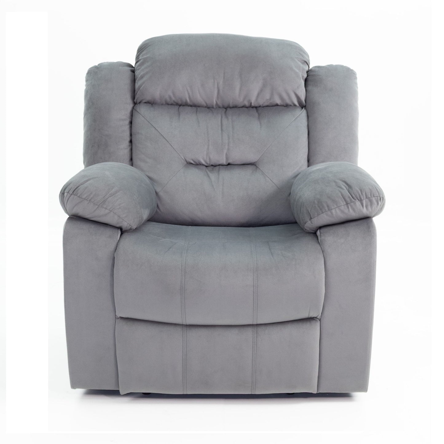 Modern Manual Recliner With Padded Seat And Pillow Arms
