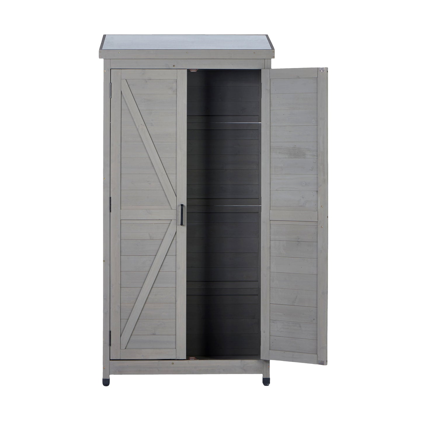 Outdoor Storage Shed With Vertical Tool Cabinet For Backyard