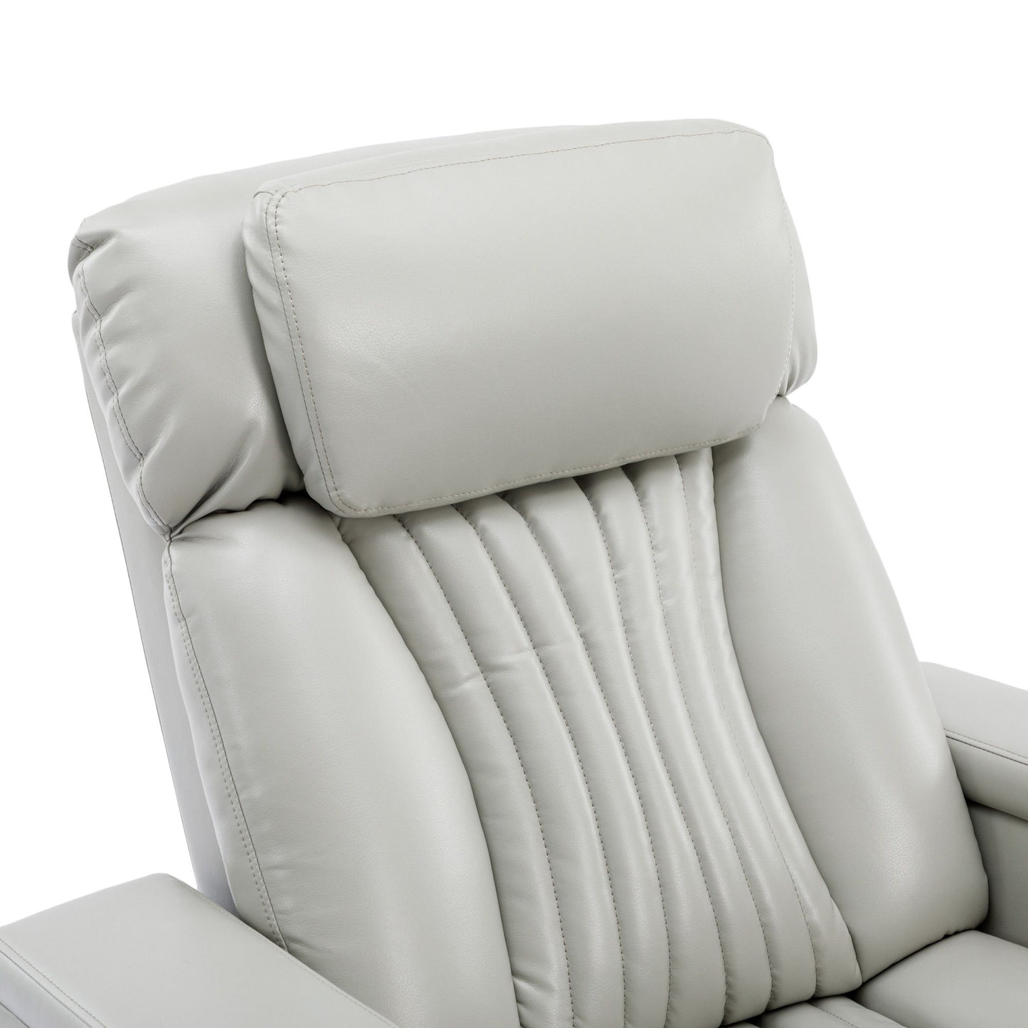 270° Power Swivel Recliner Home Theater Chair With Hidden Arm Storage, LED Light, Cup Holder, And Tray Table