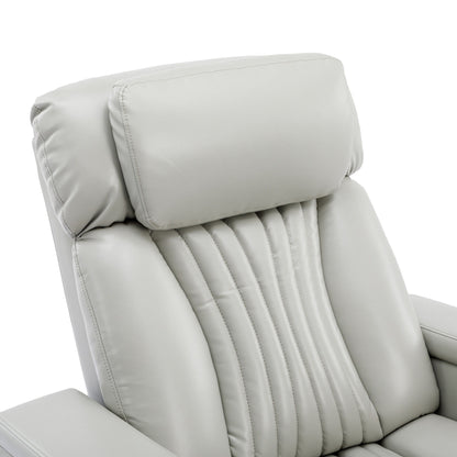 270° Power Swivel Recliner Home Theater Chair With Hidden Arm Storage, LED Light, Cup Holder, And Tray Table