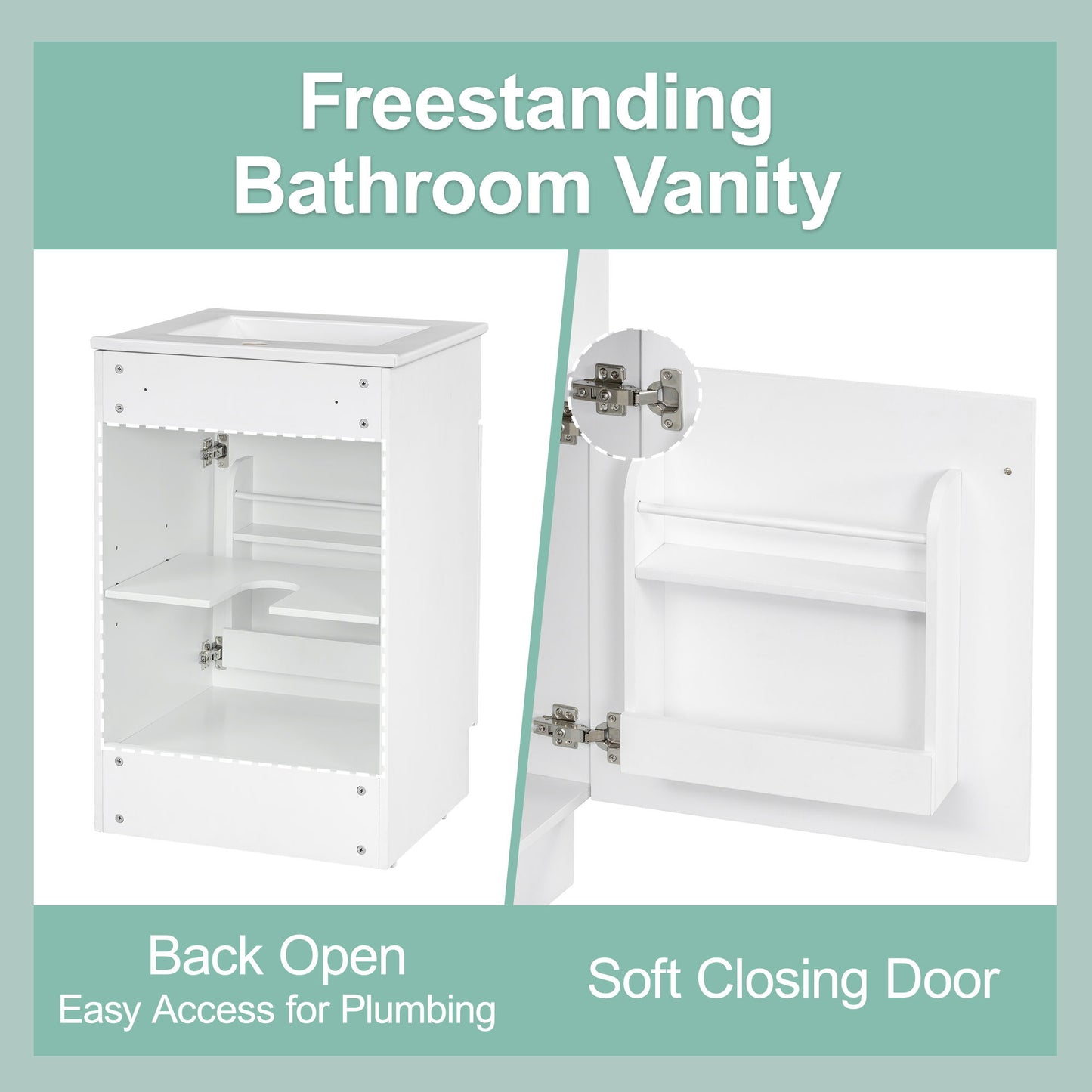 Bathroom Vanity With Sink, Cabinet With Adjustable Shelf