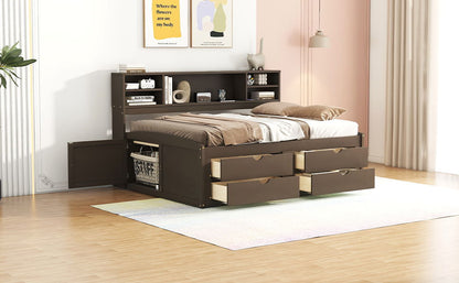 Daybed With 2 Bedside Cabinets, Upper Shelves And 4 Drawers