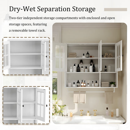 3 Door Wall Cabinet With Glass Door And Towel Bar