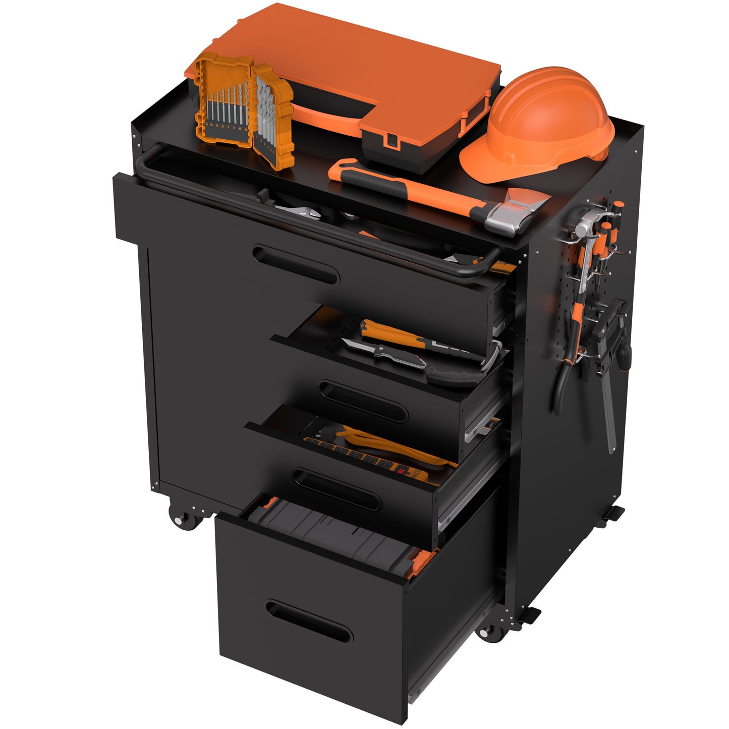 Rolling Tool Cabinet Heavy Duty Garage Storage With Lockable Doors & Drawers