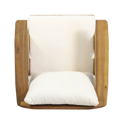 Outdoor Acacia Wood Club Chairs With Cushions (Set of 2) - Teak / Beige