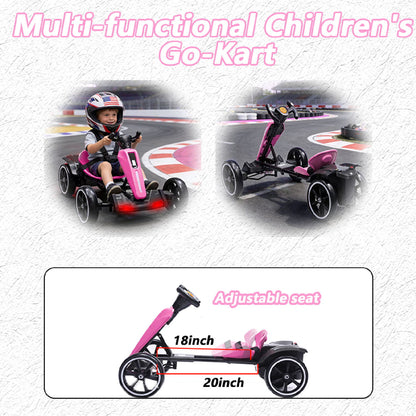 Electric Kids Pedal Go Kart With Adjustable Seat, Foldable Design