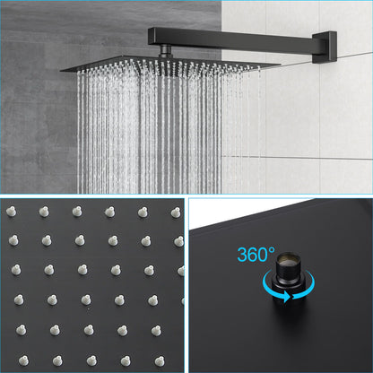 Dual Shower Head System With Square Rain Shower And Rough In Valve