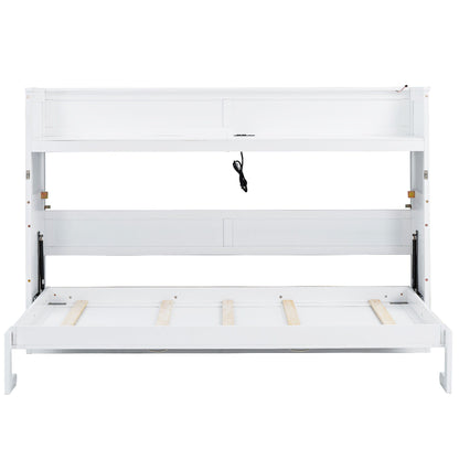 Murphy Bed With Desk, LED Light And USB Charging Station