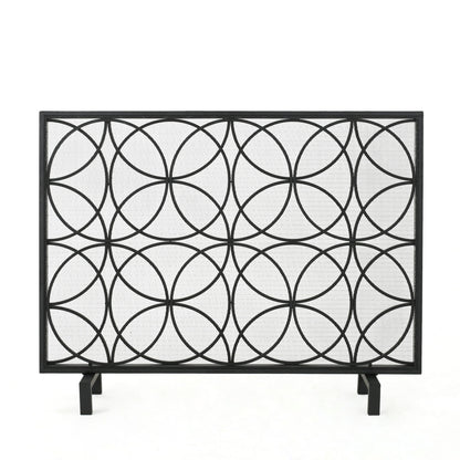 Thayer - Single Panel Iron Fireplace Screen With Geometric Design