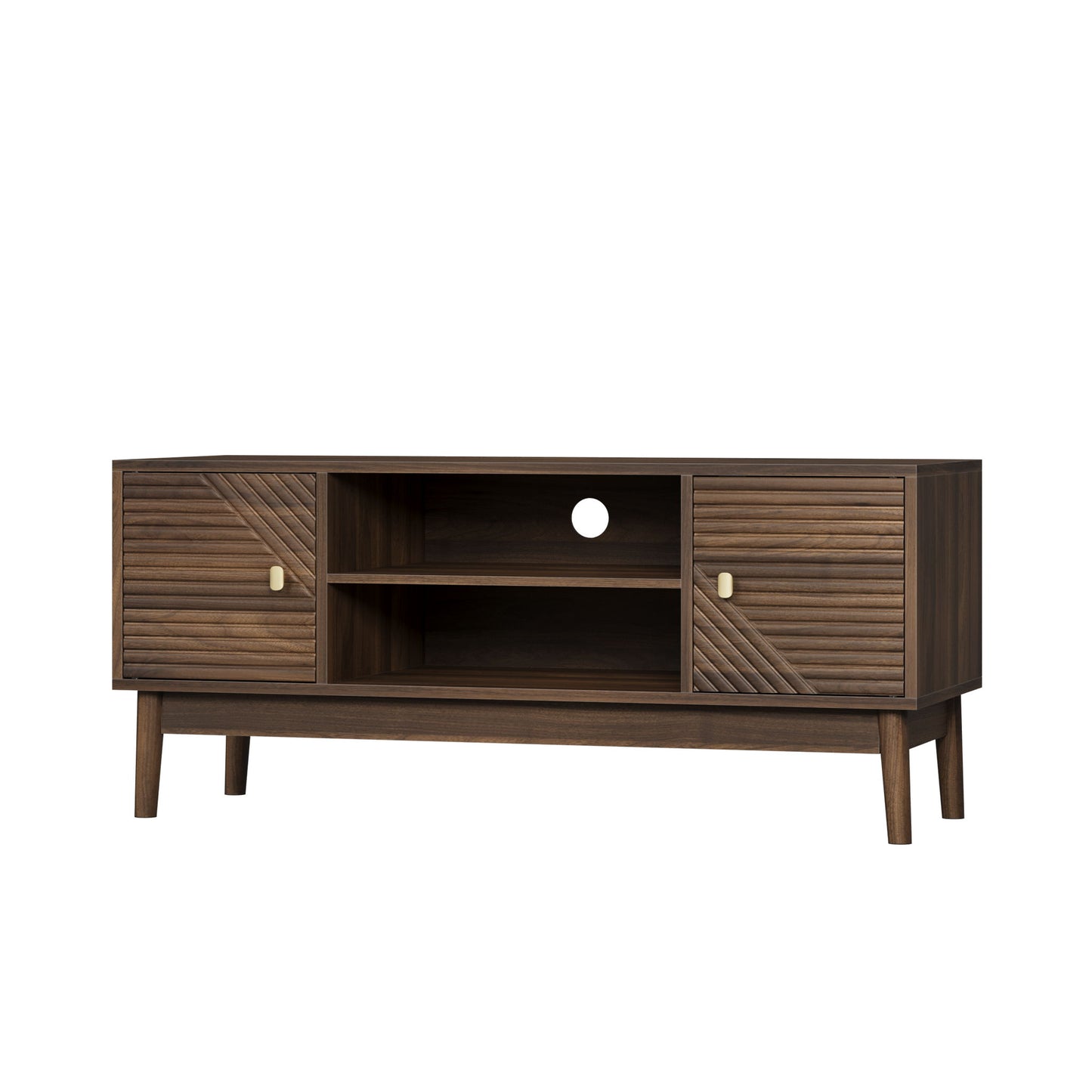 TV Stand, Entertainment Center With Storage, Media Console Table For Living Room - Walnut