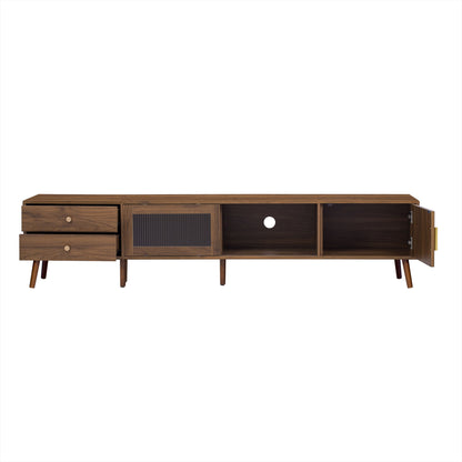 76" TV Stand, Entertainment Center With Storage Cabinets, TV Media Console Table For Living Room - Natural