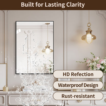 Framed Wall Mirror For Bathroom - Black