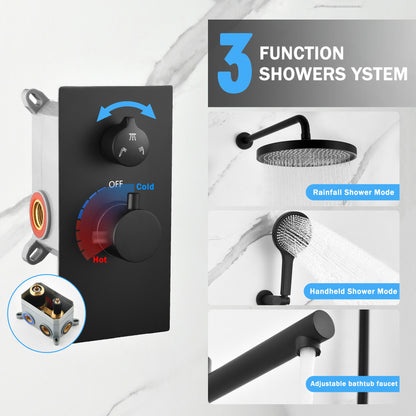 10" Shower System Set With Control Valve And Overhead Shower