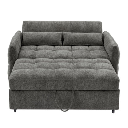 Loveseat Sofa Pull-Out Bed With Adjustable Backrest, 3 USB Ports And 2 Lumbar Pillows For Living Room