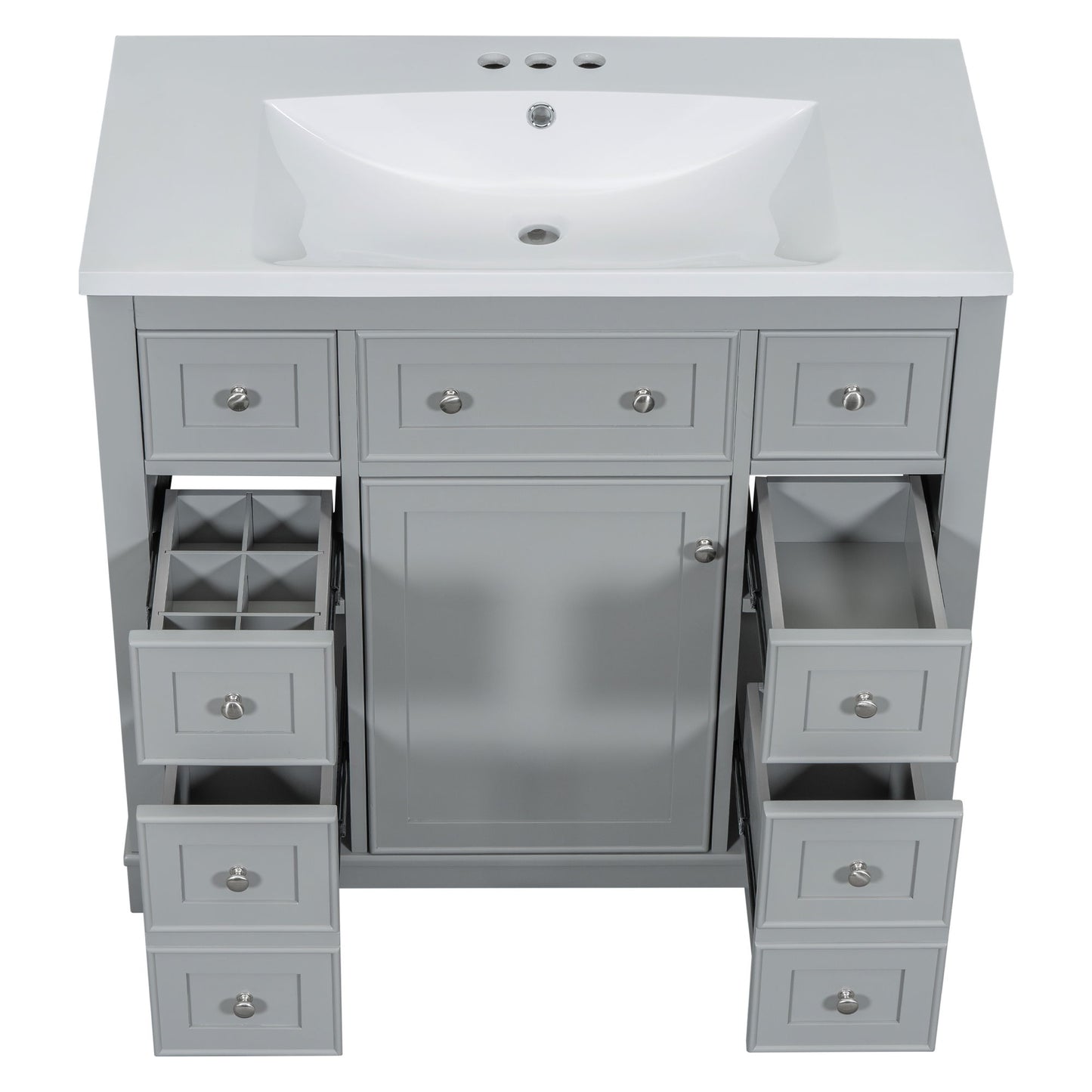 Modern Bathroom Vanity With Sink Combo, 6 Drawers And 1 Cabinet