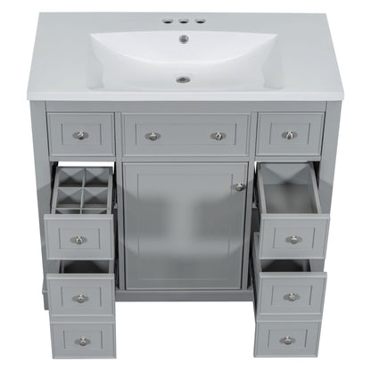Modern Bathroom Vanity With Sink Combo, 6 Drawers And 1 Cabinet