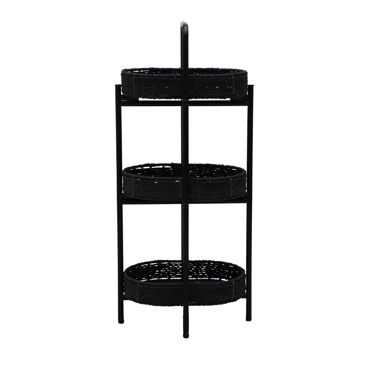 Modern 3 Tier Handwoven Side Table With Oval Organizer